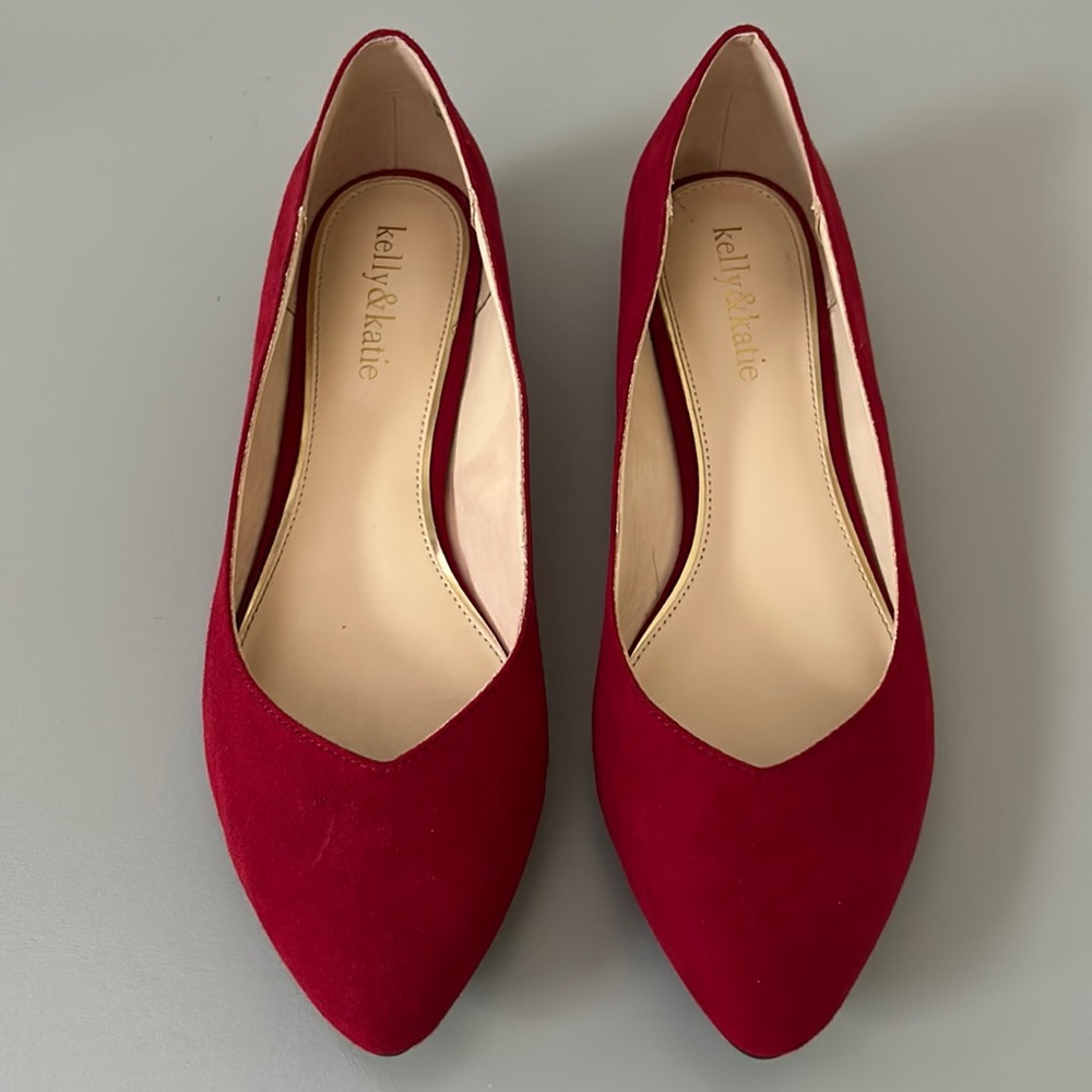 kelly & katie Red Pointed Toe Ballet Flats